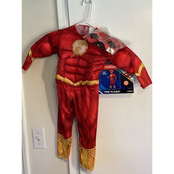 The Flash Toddler Costume 2T Halloween Mask Jumpsuit DC Superhero Justice League - Picture 1 of 4